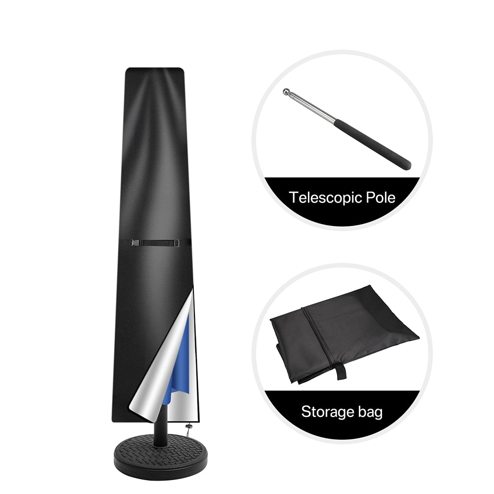 Outdoor umbrella with telescopic pole and storage bag on a white background