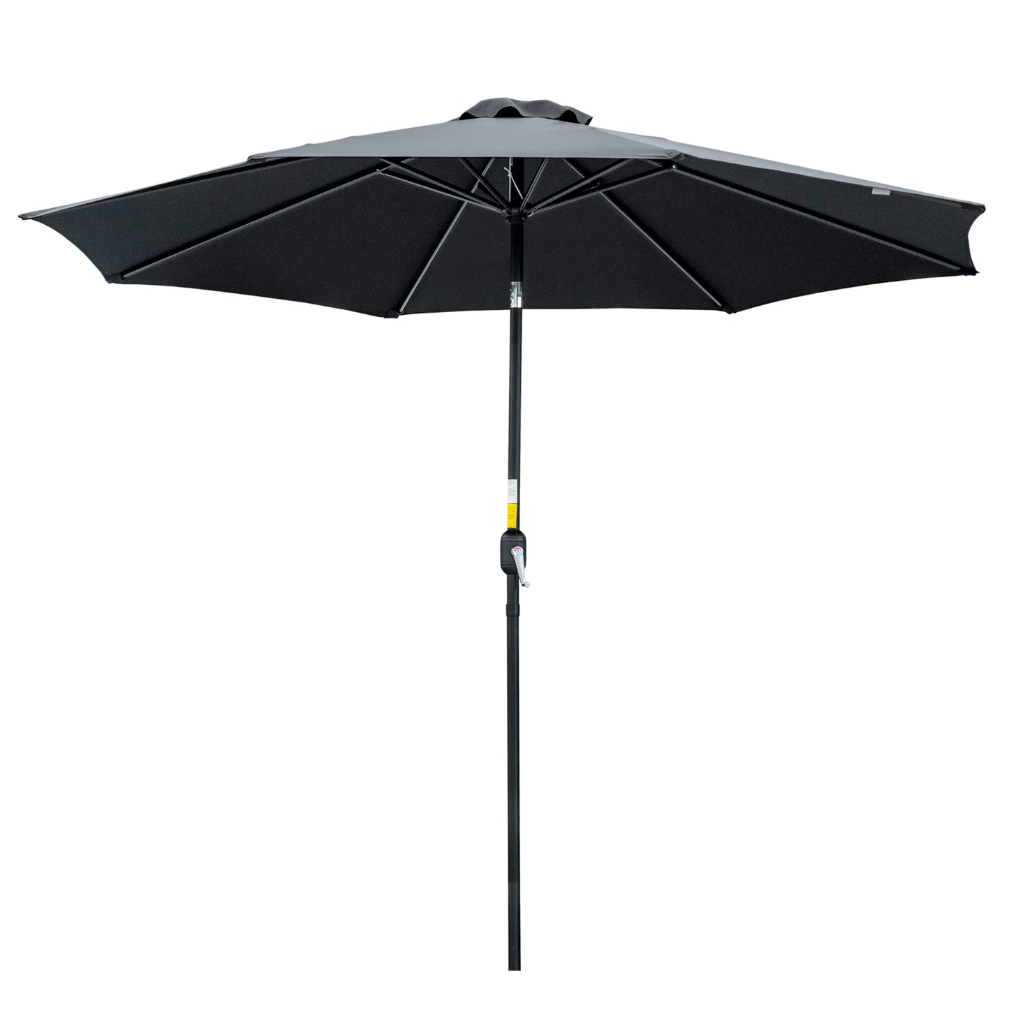 Black patio umbrella on a white background