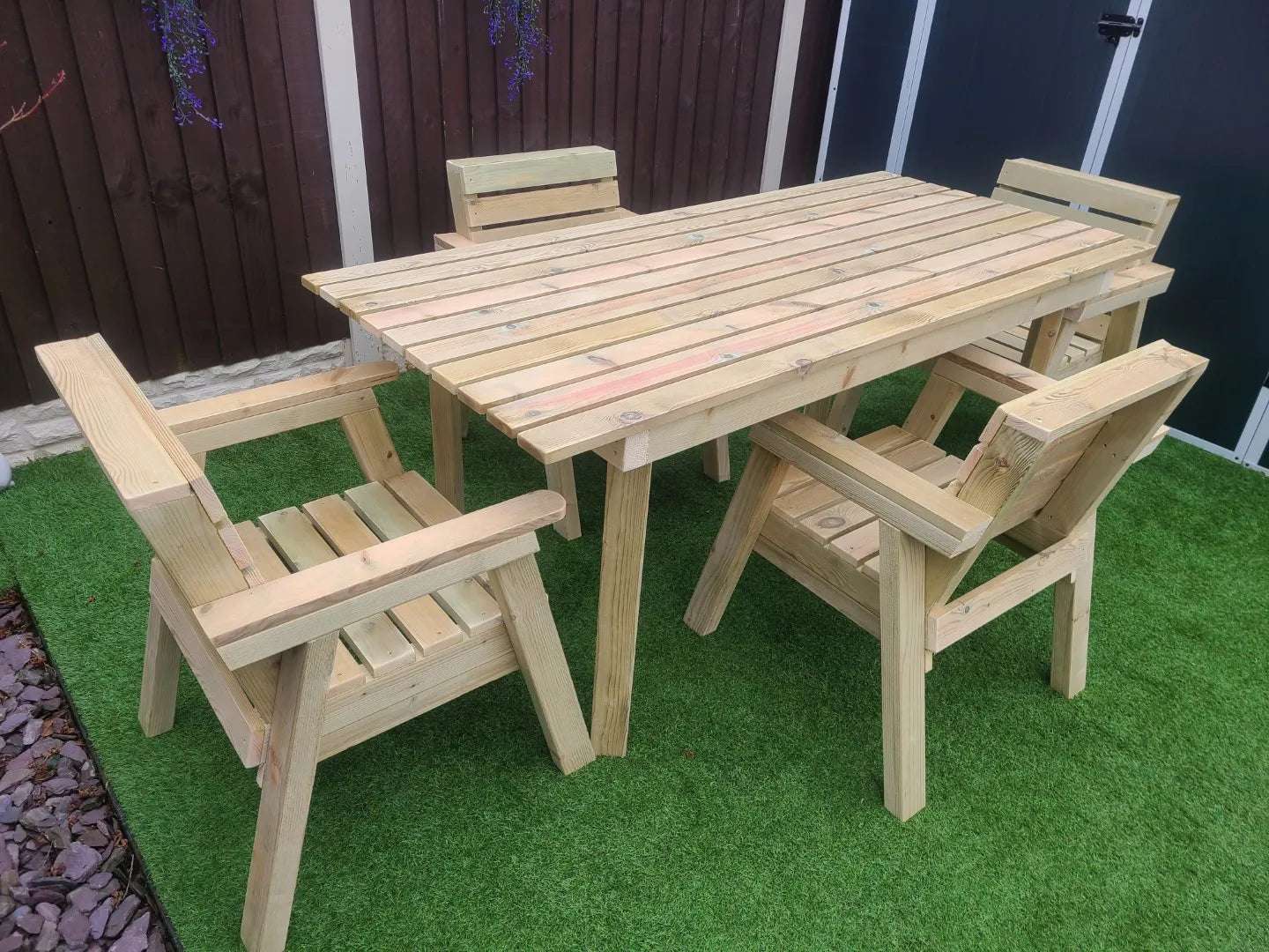 Free Shipping! 180cm Wooden Garden Table Set with Chairs and Benches