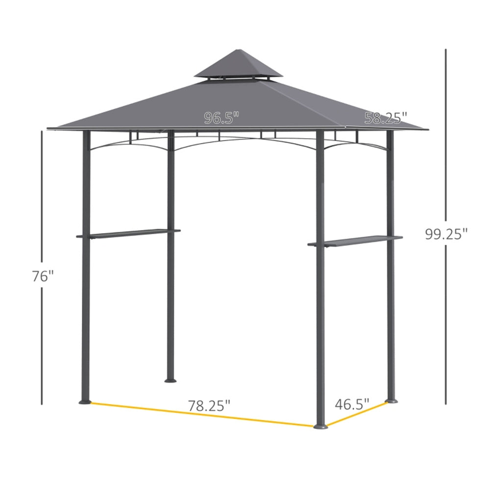 Gazebo with dimensions labeled on a white background