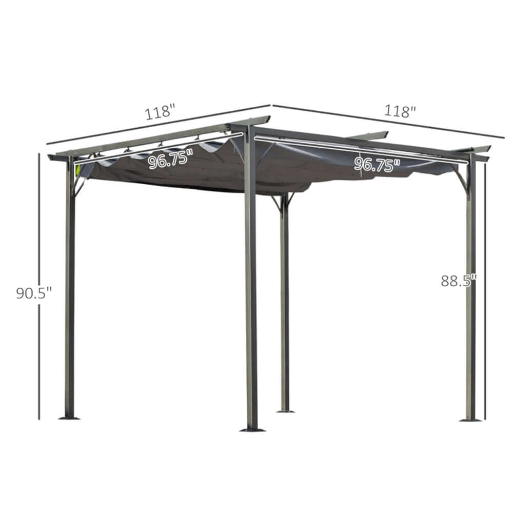 Gazebo with dimensions labeled on a white background