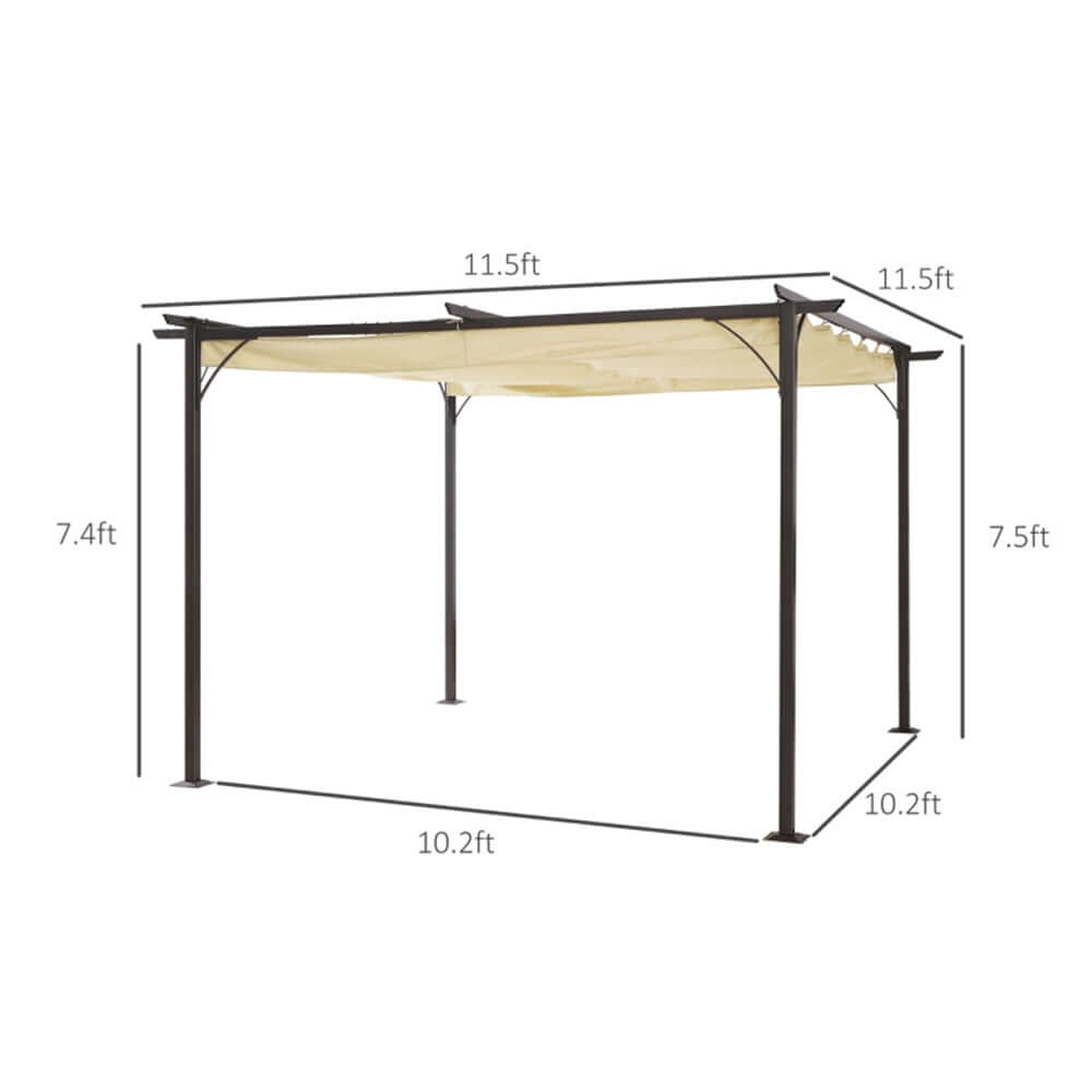 Measurement chart of a gazebo with dimensions labeled