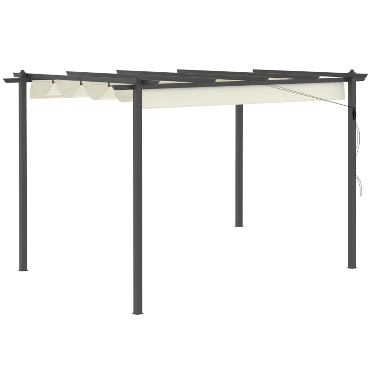 Pergola with a beige canopy on a white background