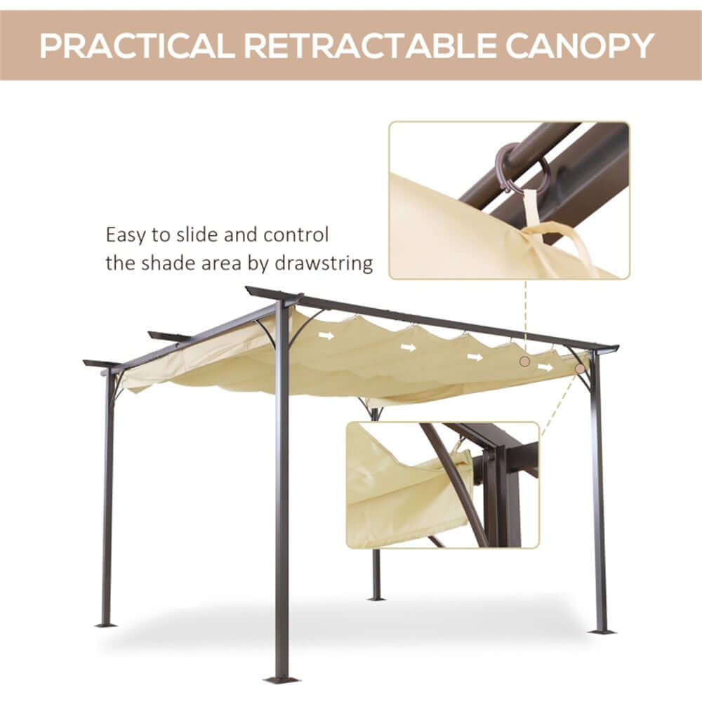 Retractable canopy with drawstring control on a white background