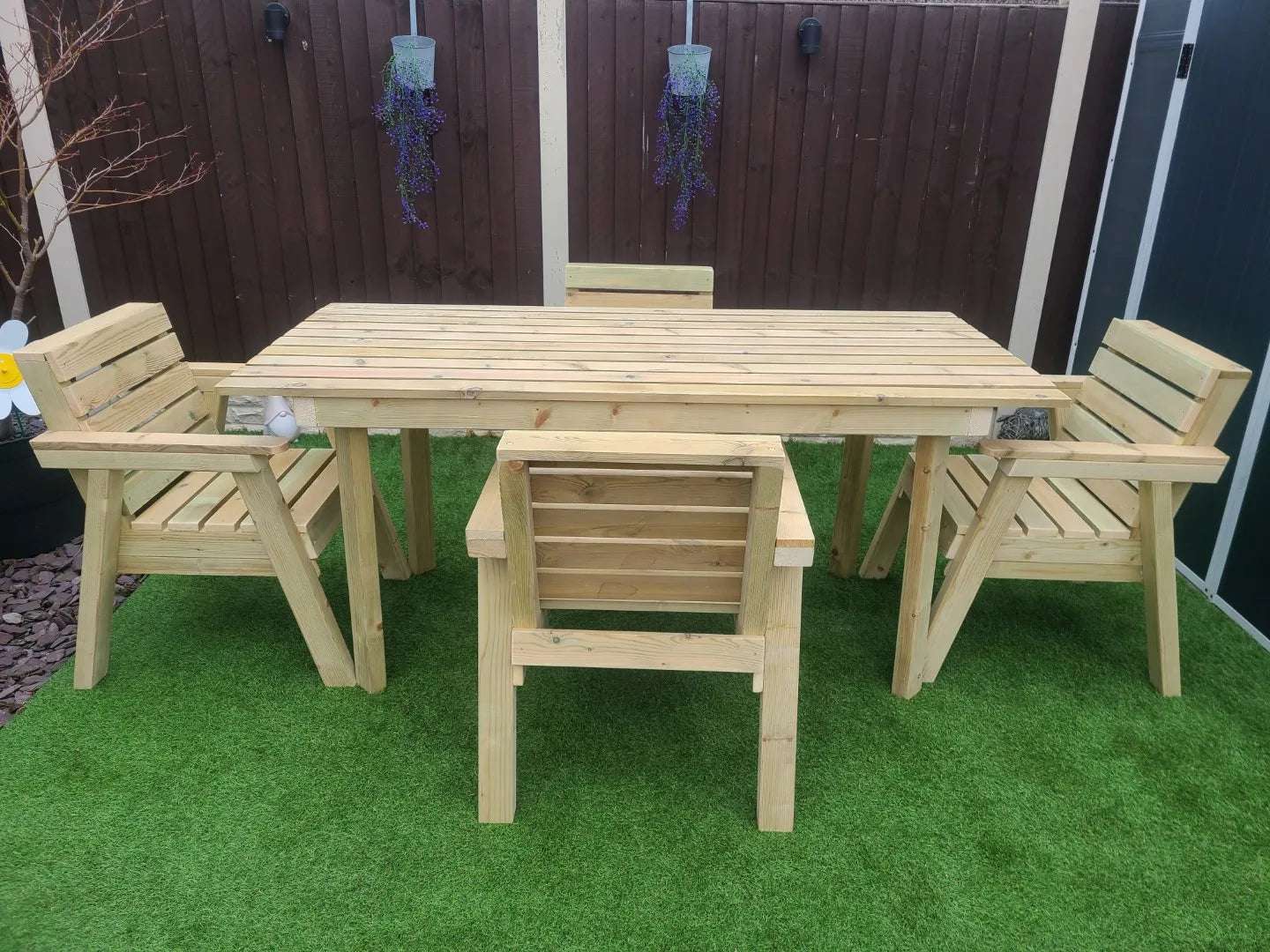 Free Shipping! 180cm Wooden Garden Table Set with 4 Chairs