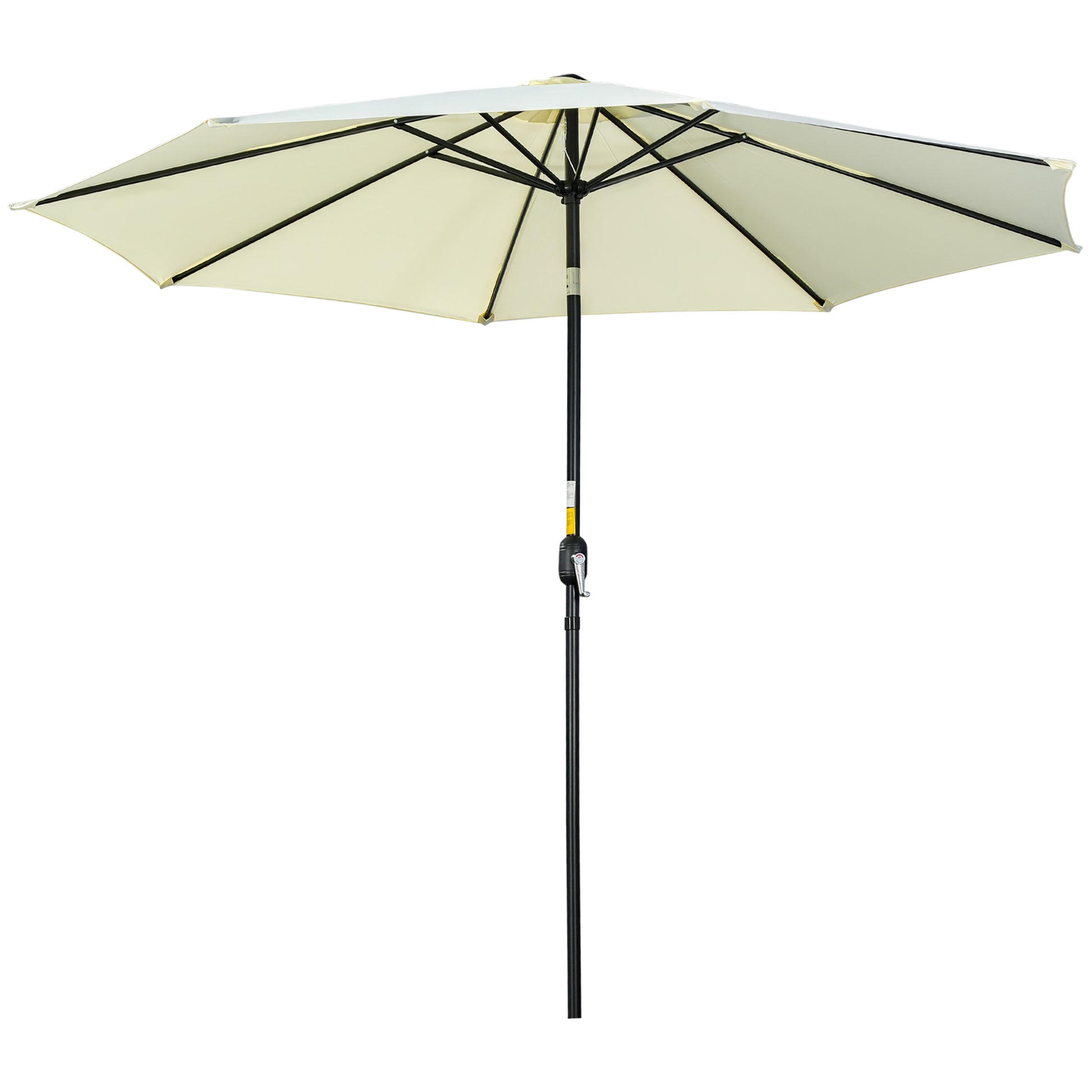 Beige patio umbrella on a white background