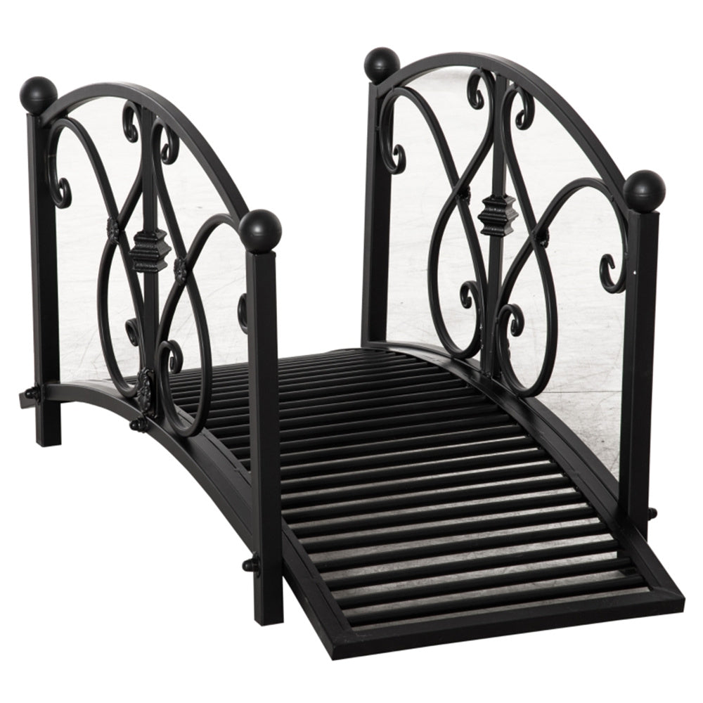 Black metal decorative bridge on a white background