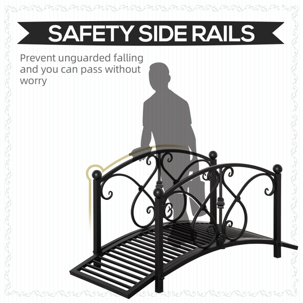 Black metal safety side rails with a silhouette of a person using them on a white background.