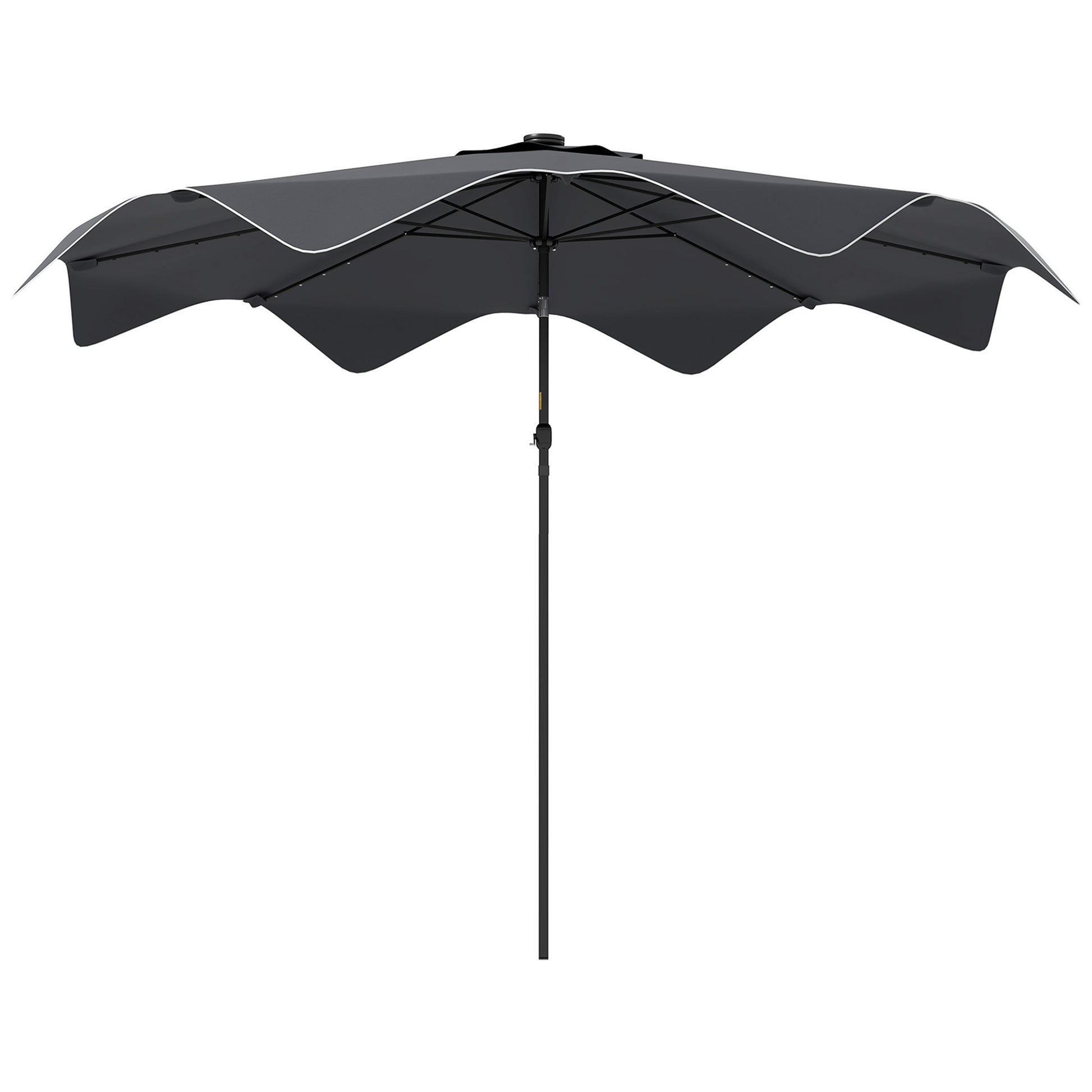 Black patio umbrella on a white background