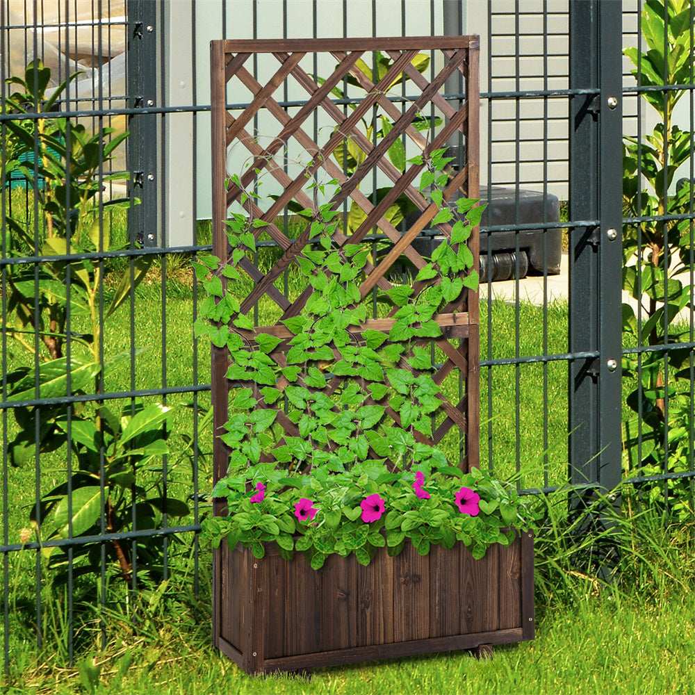 Decorative wooden raised garden planter
