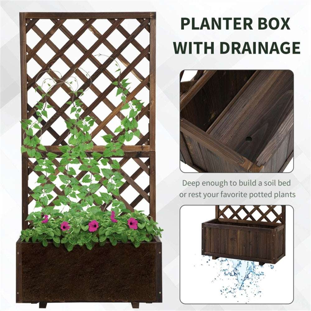 Decorative wooden raised garden planter