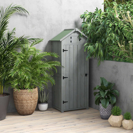 Elegant Fir-Wood Garden Storage Shed - Tags: curated garden style, garden décor, garden storage