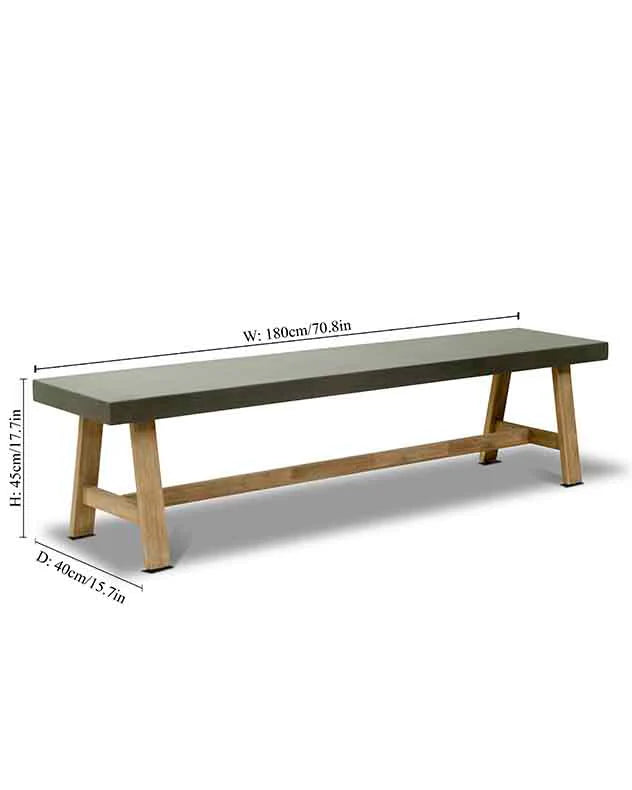 Wooden bench with dimensions 