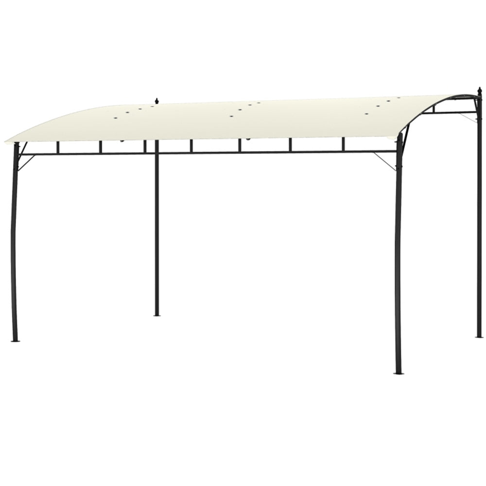 Gazebo with a white canopy and black metal frame on a white background