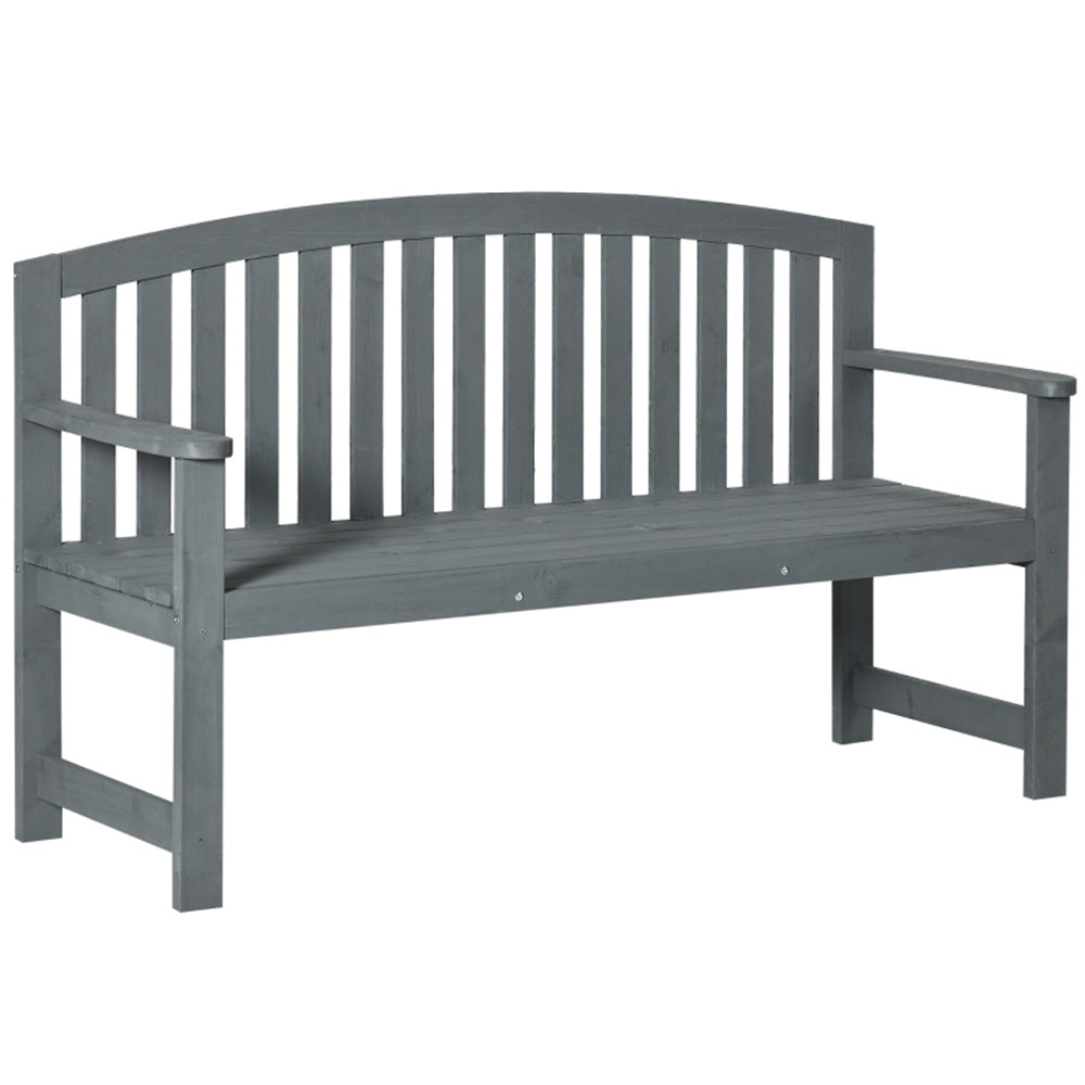 Grey wooden bench on a white background