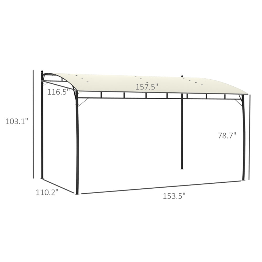 Measurement chart of a canopy with dimensions labeled in inches.