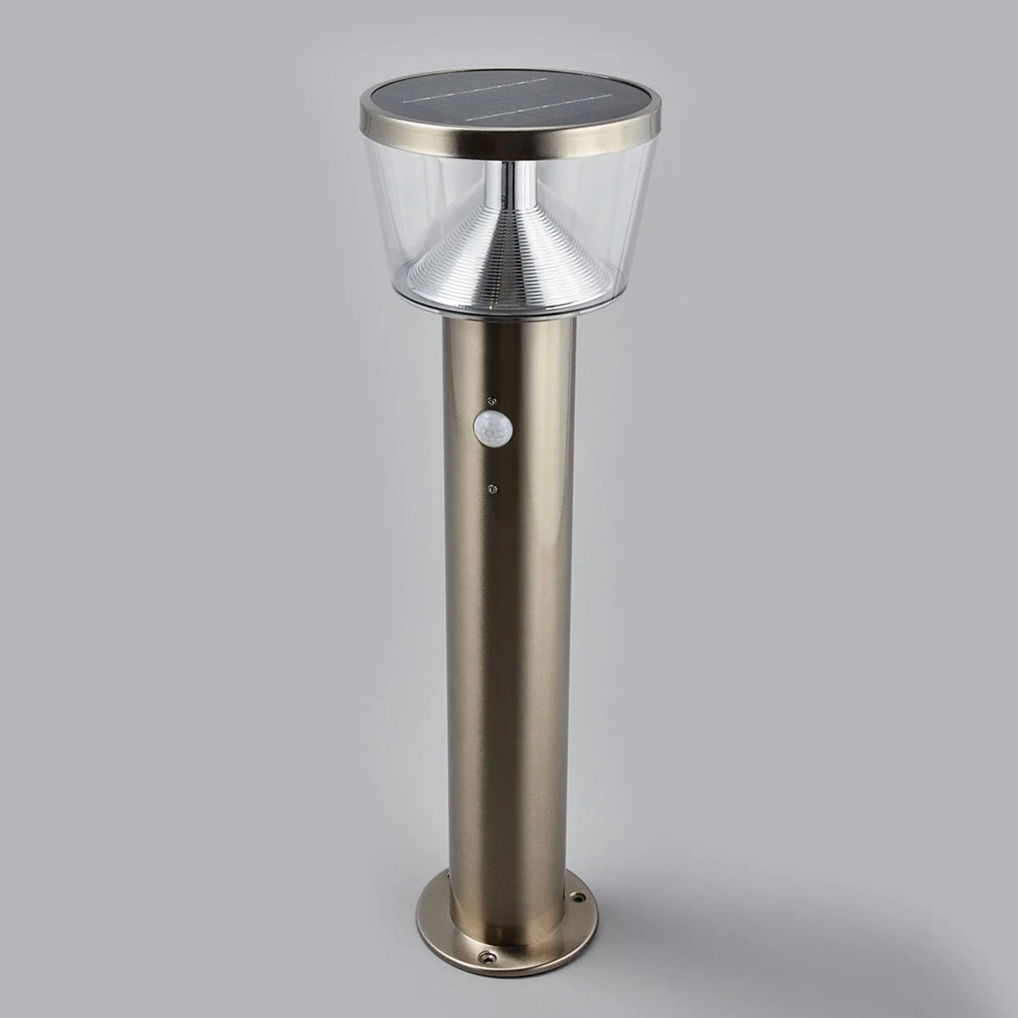Black solar garden lamp on pedestal base