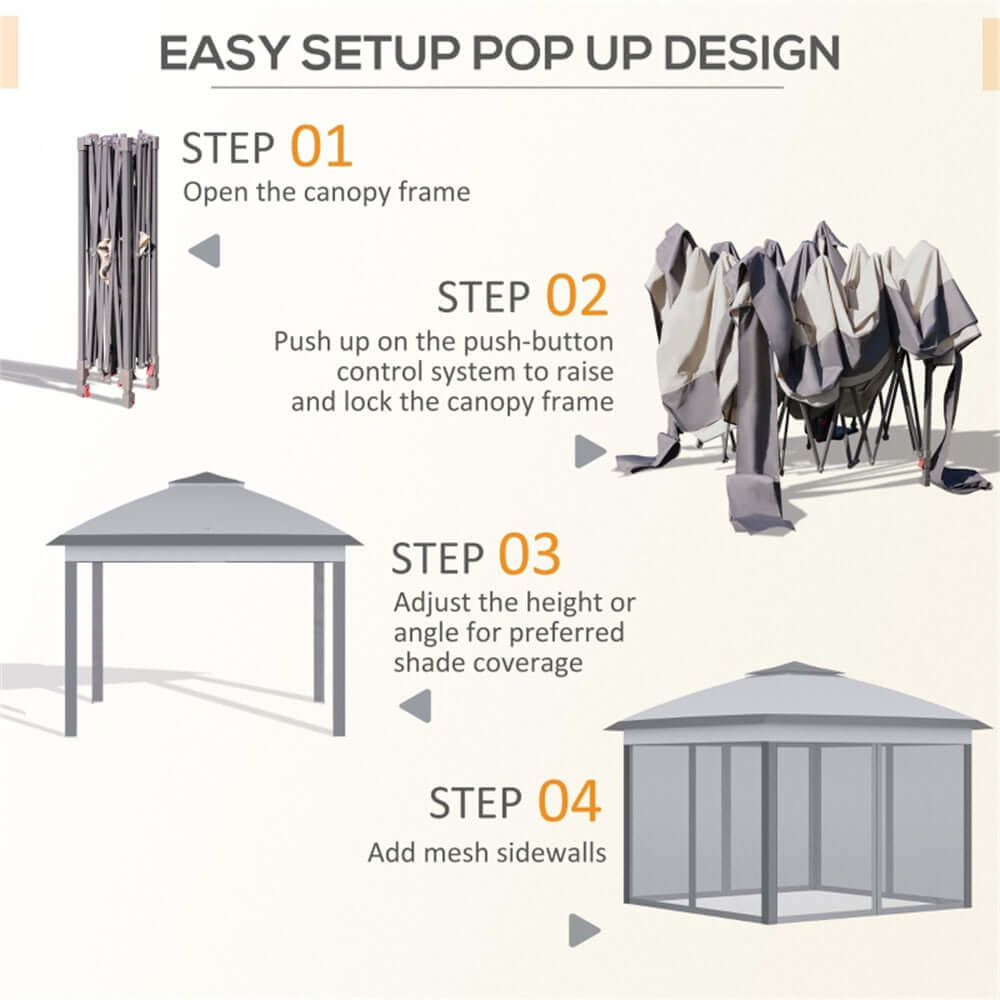 Step-by-step guide on how to set up an easy setup pop-up canopy design.