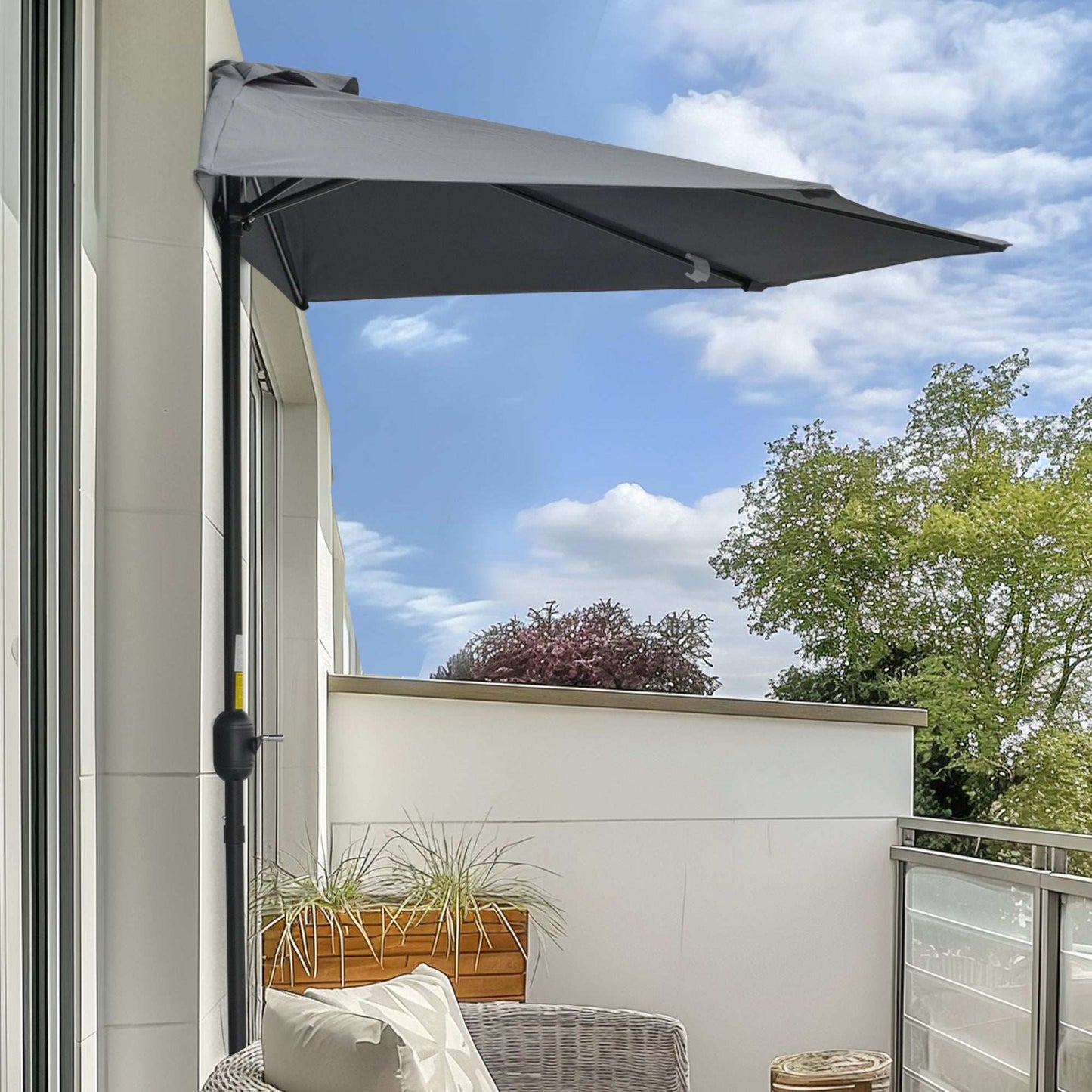Wall-Mounted Cantilever Garden Umbrella – Adjustable Sun Shade