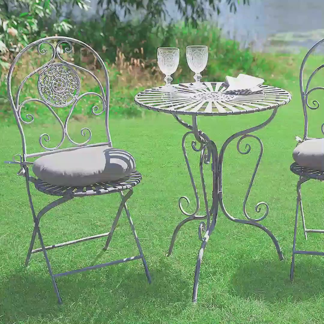 Grey Iron 3 piece bistro garden set
